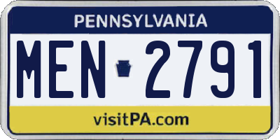PA license plate MEN2791