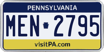 PA license plate MEN2795