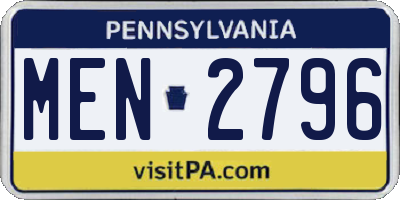 PA license plate MEN2796
