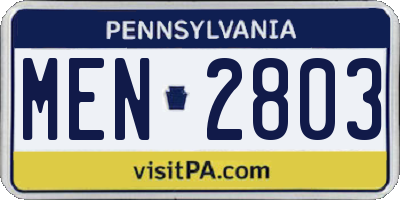 PA license plate MEN2803