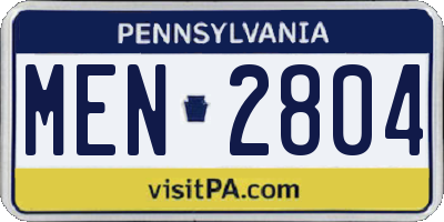 PA license plate MEN2804