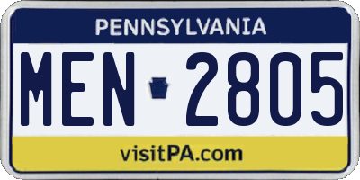 PA license plate MEN2805