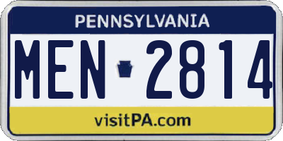 PA license plate MEN2814