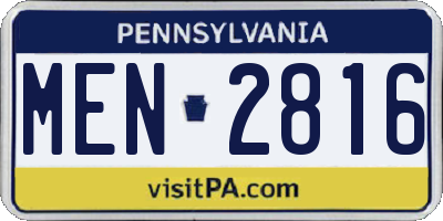 PA license plate MEN2816