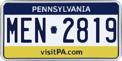 PA license plate MEN2819