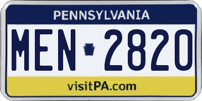 PA license plate MEN2820