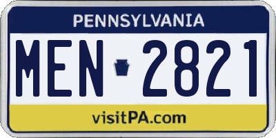 PA license plate MEN2821