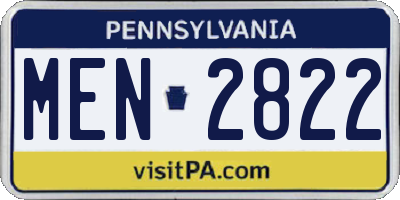 PA license plate MEN2822
