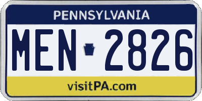 PA license plate MEN2826