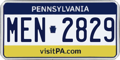 PA license plate MEN2829