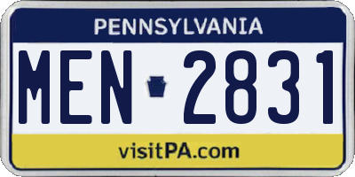 PA license plate MEN2831