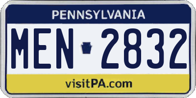 PA license plate MEN2832