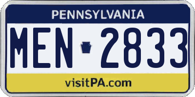 PA license plate MEN2833