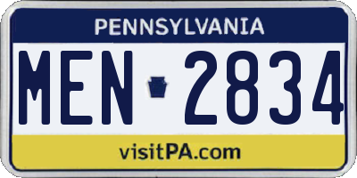 PA license plate MEN2834