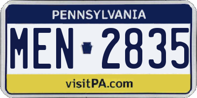 PA license plate MEN2835