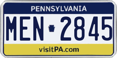 PA license plate MEN2845