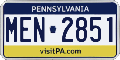 PA license plate MEN2851