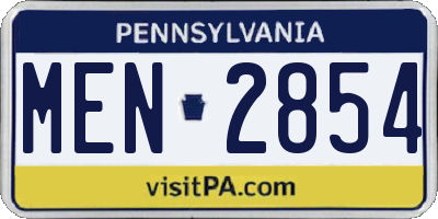 PA license plate MEN2854