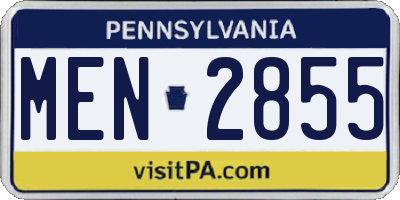 PA license plate MEN2855