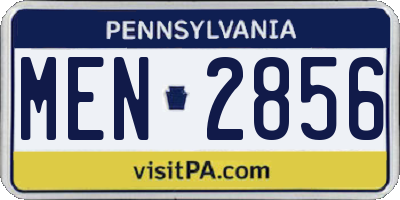 PA license plate MEN2856