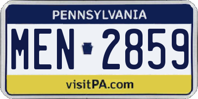 PA license plate MEN2859