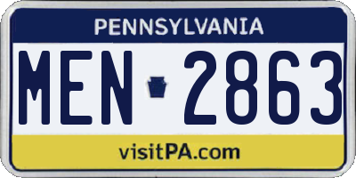 PA license plate MEN2863
