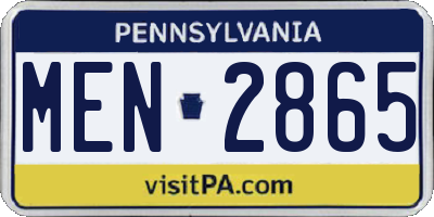 PA license plate MEN2865
