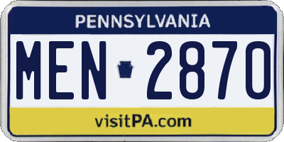 PA license plate MEN2870