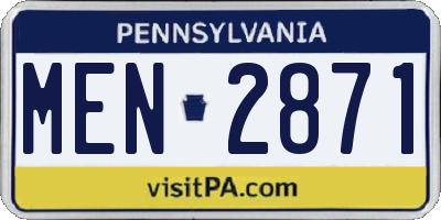 PA license plate MEN2871
