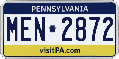 PA license plate MEN2872