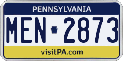 PA license plate MEN2873