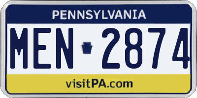PA license plate MEN2874