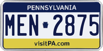 PA license plate MEN2875