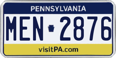 PA license plate MEN2876