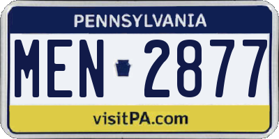 PA license plate MEN2877
