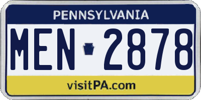 PA license plate MEN2878