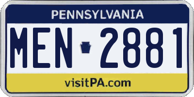 PA license plate MEN2881