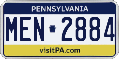 PA license plate MEN2884