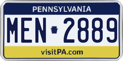 PA license plate MEN2889