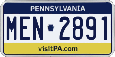 PA license plate MEN2891