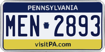 PA license plate MEN2893