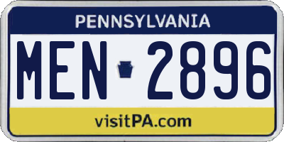 PA license plate MEN2896