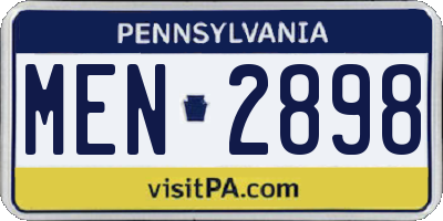 PA license plate MEN2898