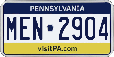 PA license plate MEN2904