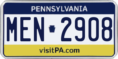 PA license plate MEN2908