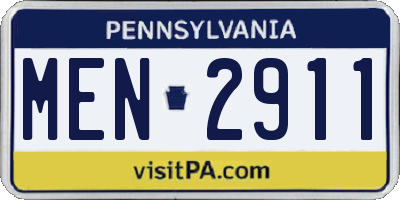 PA license plate MEN2911