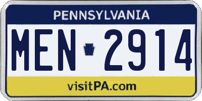 PA license plate MEN2914