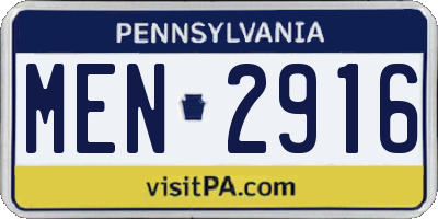 PA license plate MEN2916