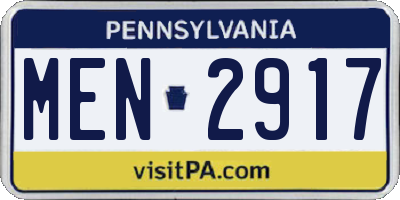 PA license plate MEN2917
