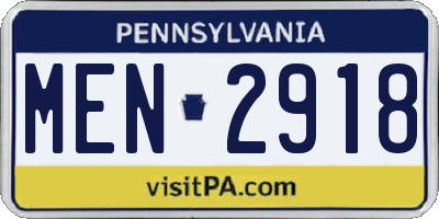 PA license plate MEN2918